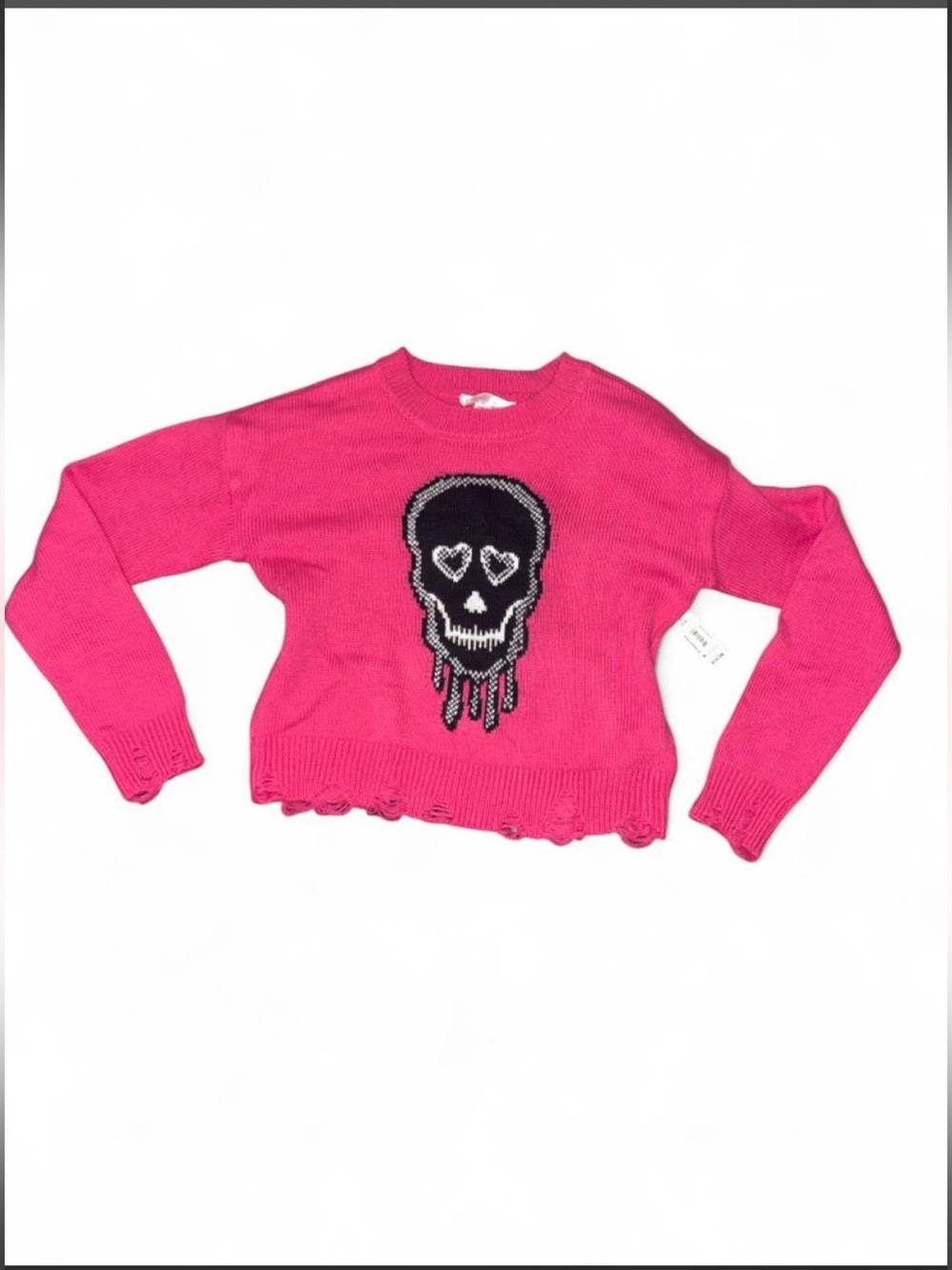 Hot Pink Skull Knit Sweater